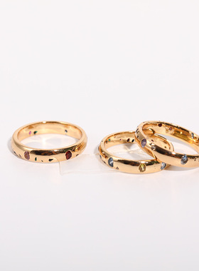 英国george melis小众独立站轻奢彩红戒指锆石戒指女指环碎钻