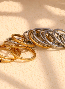 英国george melis欧美时尚小众气质个性手饰镀18k金四层中间带