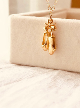 英国george melis舞蹈少女蝴蝶结舞鞋项链芭蕾女孩吊坠可爱风