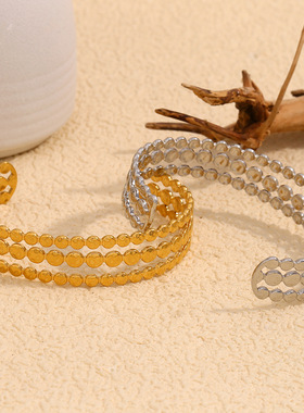 英国george melis欧美时尚气质小众简约高级手饰镀18k金个性三层