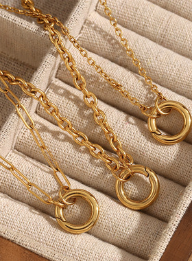 英国george melis欧美简约小众设计高级感项坠镀18k金大o字链