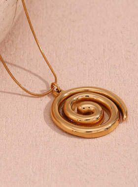 英国george melis欧美气质小众个性项坠镀18k金蛇链漩涡吊坠项链