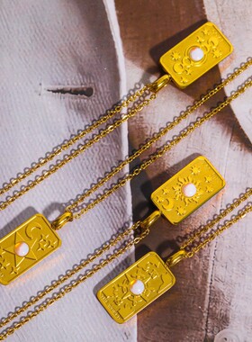 英国george melis独立站新款小众设计星星太阳月亮项链立体浮雕