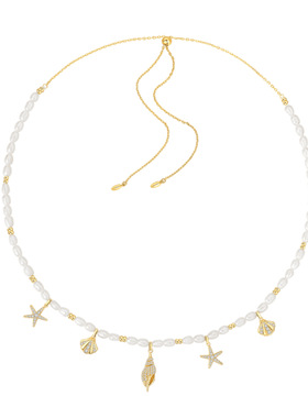 英国george melis欧美海滩海螺贝壳吊坠珍珠项链diy海边风情项链