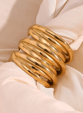 英国george melis欧美时尚简约个性手饰镀18k金气质复古多层缠绕