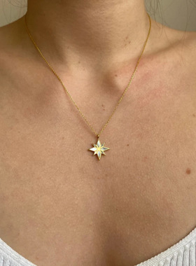 英国george melis欧美鲍鱼壳贴片钛钢真空炉内电镀18k金六芒星