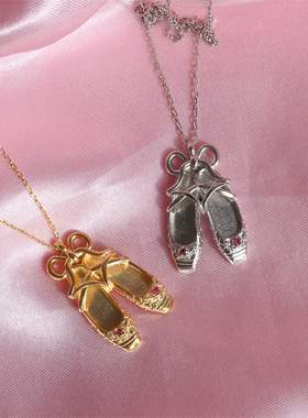 英国george melis公主的舞鞋项链芭蕾舞鞋吊坠镀保色锁骨链舞蹈