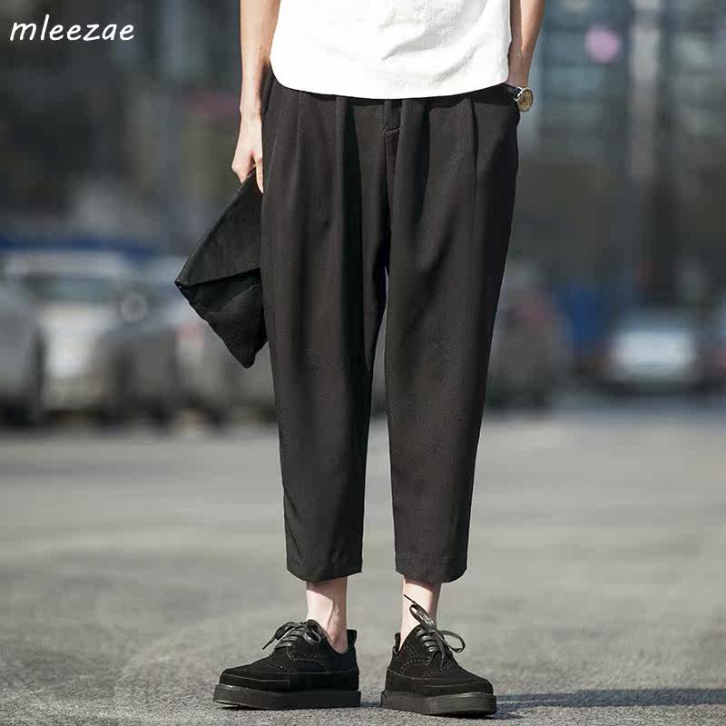 休闲九分裤宽松百搭八分阔腿裤子 mleezae休闲裤