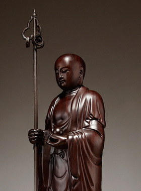 黑檀实木雕刻地藏佛像家居客厅装饰工艺品地藏菩萨佛像佛龛摆件