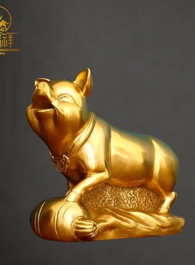 铜瑞祥全铜猪摆件招财金猪铜猪家居风水摆设工艺品十二生肖猪摆件