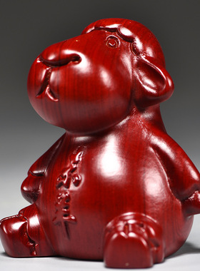 红色木雕刻羊摆件十二生肖木头羊家居补角吉祥物风水装饰手工艺品