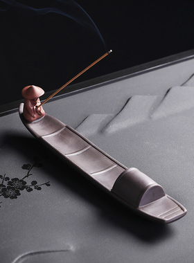 原创新品紫砂卧香线香插创意渔翁垂钓线香盒香插香座家居摆件批发