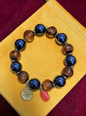 拉萨代请扎基香灰琉璃吞金兽香灰琉璃手串男生女生五色多宝手串