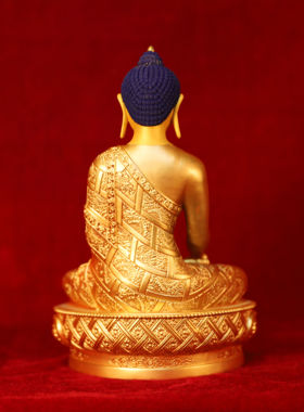 西藏密宗纯铜鎏金药师佛