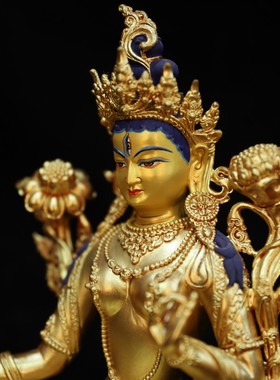 白度母佛像摆件纯铜全鎏金仿尼泊尔藏传密宗佛台供奉观音菩萨佛像