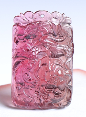 女碧玺双色吊坠卢比来红