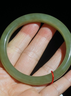 32#内径55mm和田玉黄口料手镯正品天然手镯细条圆条小手镯秀气