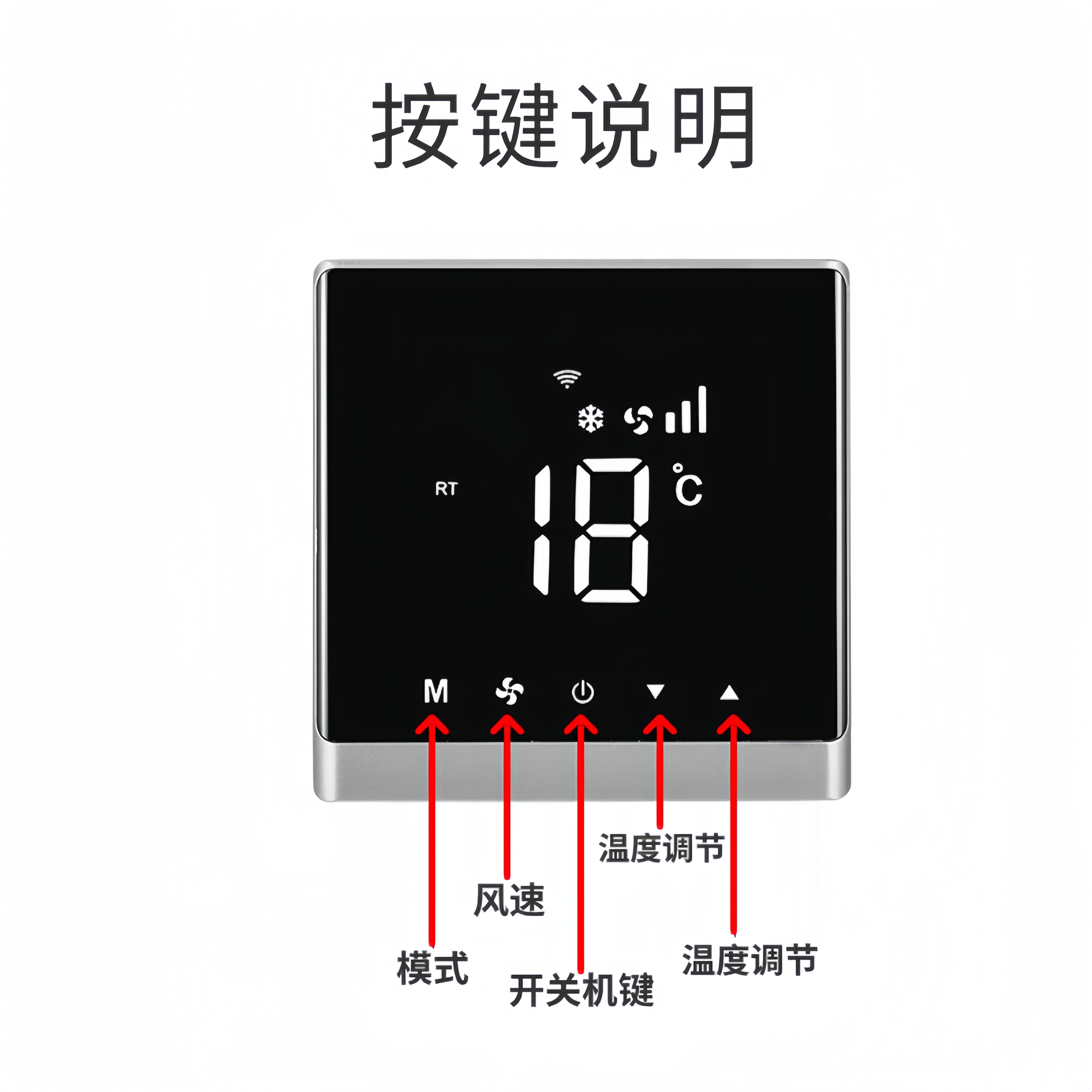 中央空调温控器触摸空调控制面板风机盘管三速开关空调智能控制器-图2