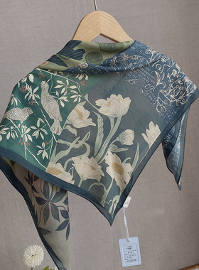 秋意淡黄色丝棉方巾70cm丝巾