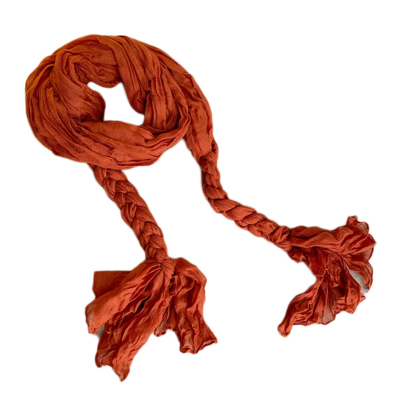 新款春秋纯色复古棉麻围巾女褶皱百搭黑色短款民族风护颈装饰纱巾,淘宝优惠券,粉丝福利购,淘宝优惠卷