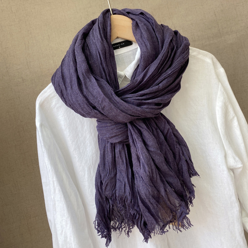 绵软素色棉麻围巾春秋薄款百搭披肩 纯色文艺女冬季保暖褶皱围脖,淘宝优惠券,粉丝福利购,淘宝优惠卷