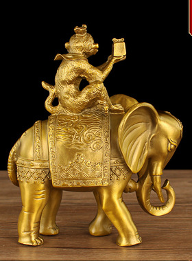 铜封候拜相摆件黄铜象上封候生肖猴金猴神福象马上封候家居办公室