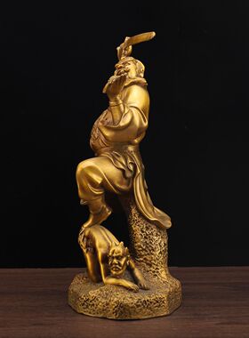 纯黄铜钟馗摆件魁星天师点斗摆件家用书房铜像家居客厅神像装饰品