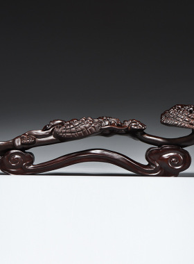 黑檀木雕刻灵芝如意摆件红木工艺品家居客厅玄关装饰开业乔迁送礼