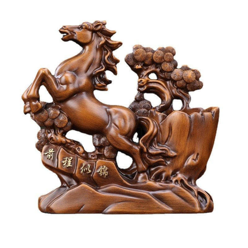 牛笔筒中式摆件家居装饰工艺品老板桌摆设店铺开业送礼教师节礼物,淘宝优惠券,粉丝福利购,淘宝优惠卷