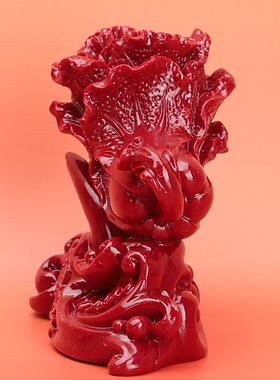 朱砂红砂摆件财富在手白菜如意精雕家居玄关客厅车载摆台直播货源