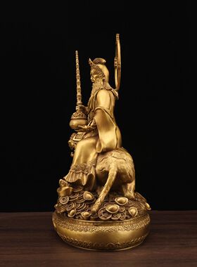 黄铜赵公明摆件武财神赵公明骑老虎赵元帅招财进宝家居供奉摆件