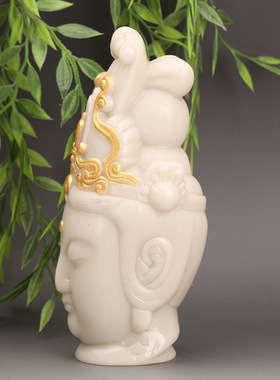 批发古玩仿白玉象牙如意观音家居工艺品佛堂供佛摆件莲花柳枝观音