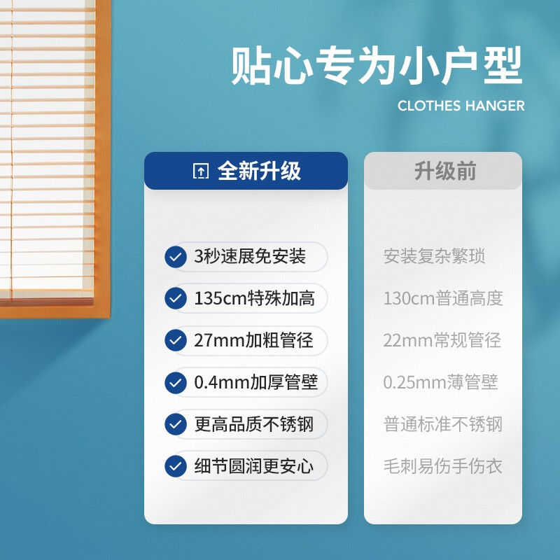 LYNN晾衣架落地单杆挂衣架室内阳台置物衣帽架简易不锈钢折叠晒被-图0