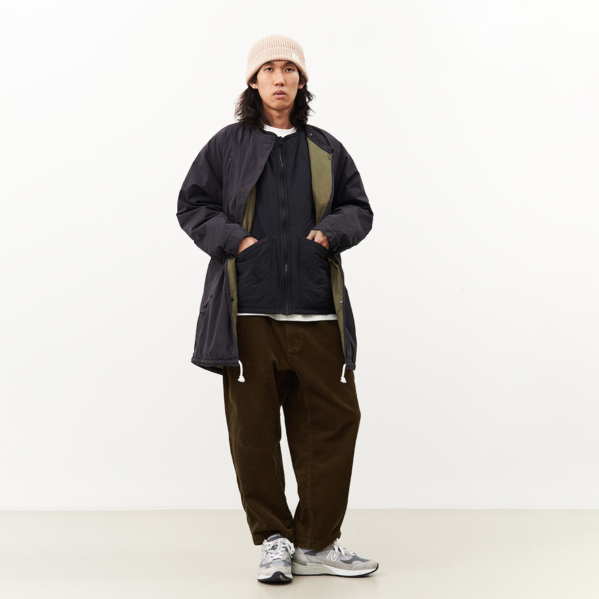 吃茶去chichaqu秋冬立领中长风衣斜襟外套M51棉服复古全棉 - 图1