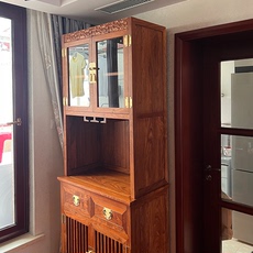 Розвуд сторона кабинет 新客减新中式酒柜刺猬紫檀多功能餐边柜储物一体靠墙高柜花梨木玻