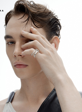 babama2021新款情侣女戒指个性时尚叠戴男士尾戒潮牌嘻哈饰品