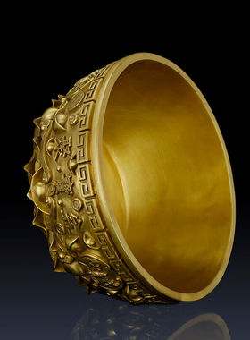 古叶家居纯黄铜聚宝盆摆件家居办公室聚宝盆碗工艺品开业礼品摆件