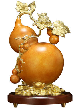 吉善堂全铜葫芦工艺品乔迁开业礼品摆件客厅玄关酒柜办公室桌面装