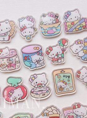 4cm亚克力片片kitty可爱钥匙扣挂件滴胶手机壳pp夹饰品材料配件