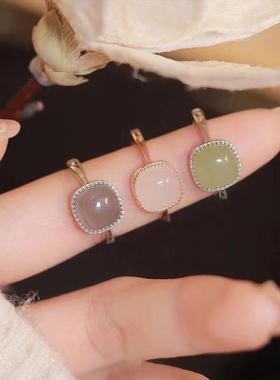 石榴相思红豆红玛铜钱编织戒指女潮小众设计情侣闺蜜尾戒食指