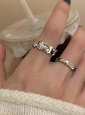 滴油镶钻不规则开口戒指时尚气质甜酷设计感食指戒个性手