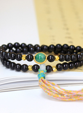 乐律款DIY黑檀木手链首饰厂家批发规格6MM男女简约风念珠装饰品