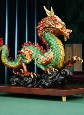 铜欣祥黄铜青龙摆件龙行天下龙年生肖龙家居办公礼品工艺品摆件