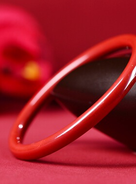 朱砂手镯帝王砂叮当圆条子本命年女款高含量红镯源头厂商国潮手工