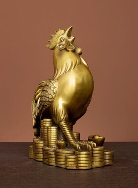 黄铜公鸡生肖金鸡摆件元宝鸡家居客厅玄关办公室装饰乔迁开业礼品