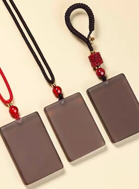 天然冰种黑曜石吊坠黑水晶挂件女项链饰品情侣礼物男士无事牌挂坠