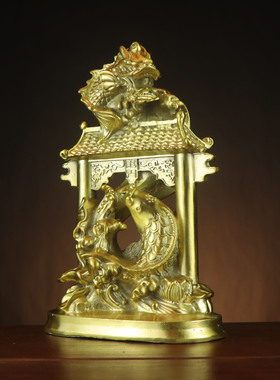 全铜鱼龙门 鱼跃龙门摆件 铜鱼摆件家居店铜鱼摆件工艺品批发