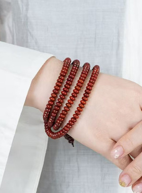 鸡血红算盘珠印度小叶紫檀手链男女念珠厂家批发规格4×6×216颗