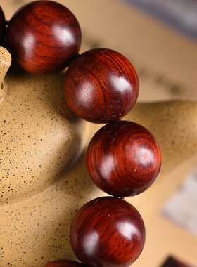 犀角紫檀手串手工雕刻貔貅手串雕刻男女紫檀佛珠老料高密玻璃底檀