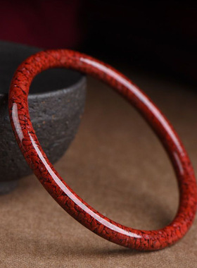 原矿朱砂手镯女款晶体砂内心经细圆条本命年高含量叮当镯手环批发